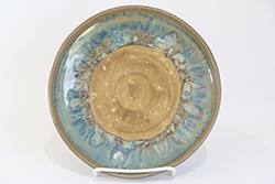  Porcelain dish with Honeycomb and Muddy Waters glazes