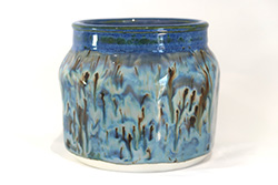 Porcelain vase with Blue Surf over Sandstone glaze
