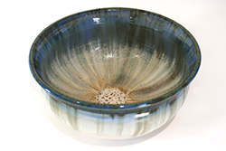 Porcelain Bowl with Midnight Rain over Winterwood inside and Alabaster outside