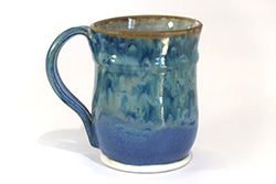 Porcelain mug with Muddy Waters over Texture Blue