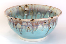 Porcelain bowl with Norse Blue, Lavender Mist and Sandstone glazes