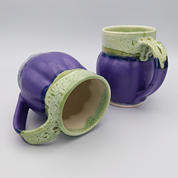 Porcelain melon mug with purple and green